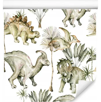 Fototapeta Tapeta pro kluka DINOSAUŘI Divoká zvířata Stromy Rostliny Pohádka