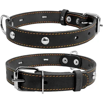 Obojek pro psa Obojek - Klasický kožený obojek s ozdobou (šířka 25 mm, délka 38-50 cm) černý