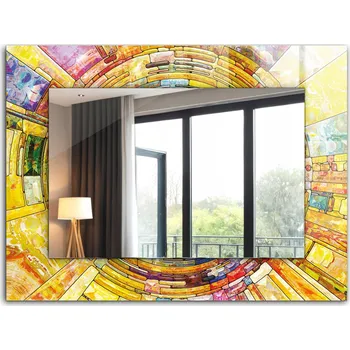 Zrcadlo Závěsné zrcadlo Loft s potiskem 80x60 cm Barevná abstraktní mozaika