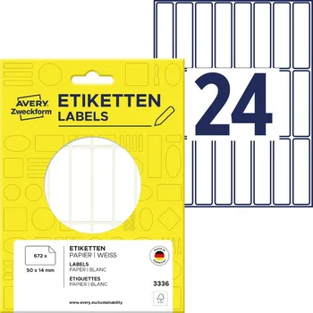 Samolepící etiketa Avery Zweckform 3336 Etikety na ruční popis 50x14 mm, 672 ks, bílé