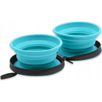 Miska pro psa Skládací (cestovní) silikonová miska Akinu modrá 0,35 l