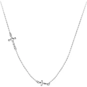 Náhrdelník For Silver Náhrdelník s přívěskem dvou Křížků - Stříbro 925 Druh barvy: Stříbrná