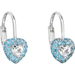 Stříbrné dětské náušnice visací se zirkonem modré srdce 11216.3