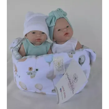 Panenka Realistická miminka - dvojčátka - chlapeček Venoušek a holčička Venuška od španělské firmy Marina & Pau (Mini Golosinas Twins - 21 cm - balené v sáčku)