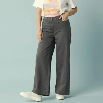 Dámské džíny 7/8 džíny s vysokým pasem, vnitřní délka nohavic 60 cm šedá 42