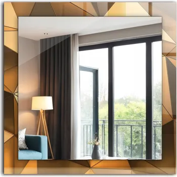 Zrcadlo Zrcadlo dekorativní závěsné na zeď Zlaté geometrické 60 x 60 cm