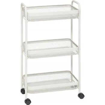 Servírovací stolek ÚZKÝ KUCHYŇSKÝ VOZÍK NA KOLEČKÁCH MOBILNÍ BÍLÝ KOVOVÝ MAYAJ 46,5X26,5X79,6