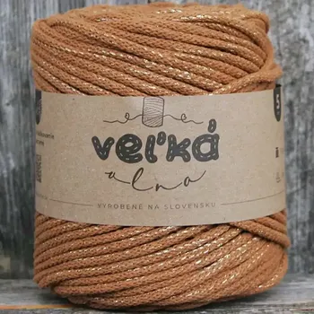 Příze Velká vlna Špagát 3mm Nugát s lurexem (Špagátová příze 3mm Vianočný nugát)