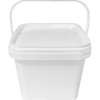 Dóza na potraviny Plastový kbelík 1L s víkem, čtvercový, s atestem pro styk s potravinami