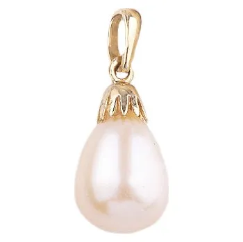 Přívěsek růžová perla - zlatý přívěsek (U4-1551)