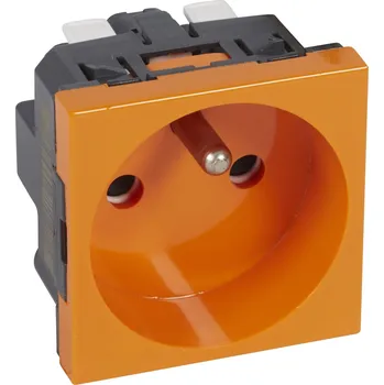 Elektrická zásuvka LEGRAND 077147 MOSAIC, zásuvka 2P+T 2M oranžová