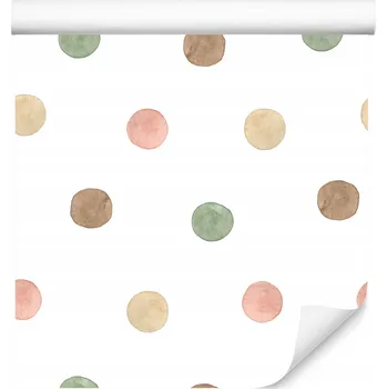 Fototapeta Tapeta v roli do dětského pokoje HRÁŠKY Akvarelové Tečky Boho Styl