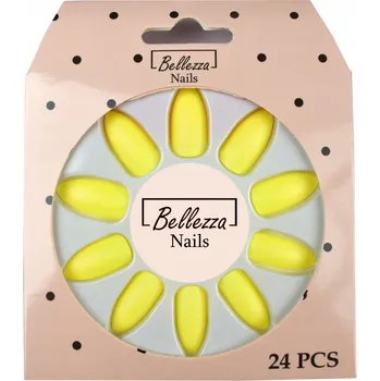 Umělé nehty Bellezza tipy na nehty, žluté mandle, 24 ks