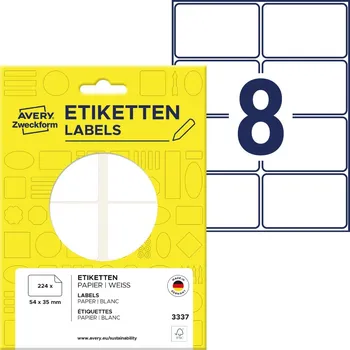 Samolepící etiketa Avery Zweckform 3337 Etikety na ruční popis 54x35 mm, 224 ks, bílé