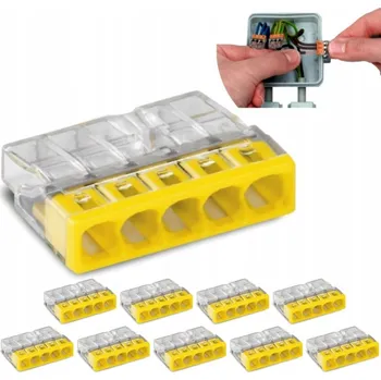 Rychlospojka WAGO, svorkovnice pro dráty, zacvakávací, 5x2,5mm, 10 kusů