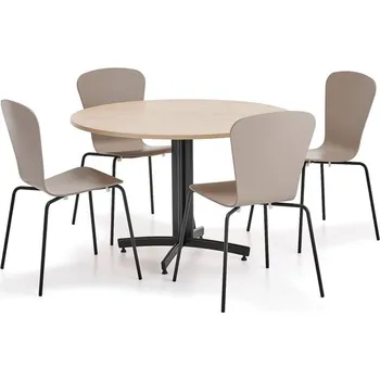 Jídelní set Sestava nábytku SANNA + MILLA, 1 stůl, 4 židle, černá/jílově šedá