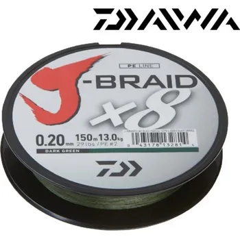 Pletená Šňůra Daiwa J-Braid 8 Tmavě Zelená 300m 0,35mm/36kg