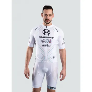 cyklistický dres BrainMax LAUF unisex cyklistický set, bílý dres a bílé kraťasy se šlemi Velikost: L Bílý cyklistický dres s kraťasy