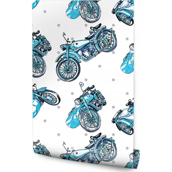 Fototapeta Tapeta pro děti Motorky VINTAGE Puntíky Dekorace