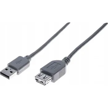 Datový kabel USB 2.0 kabel A/A – USB 2.0 A/A, šedý, 1.8 m