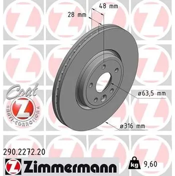 Brzdový kotouč Brzdový kotouč ZIMMERMANN 290.2272.20