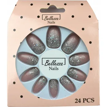 Umělé nehty UMĚLÉ BROKÁTOVÉ TIPY NA NEHTY - 24 ks - ZJ5