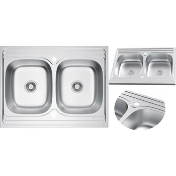 Nerezový dřez Dvoukomorový dřez Granitan OCELOVÝ ocel stříbrný
