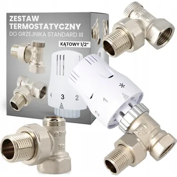 Hlavice pro radiátor Termostatická hlavice s ventilem, sada 1/2" rohový