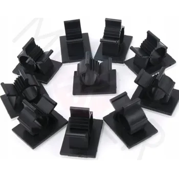 Držáky, organizéry, úchyty na kabely černé 25x19mm 10 Ks