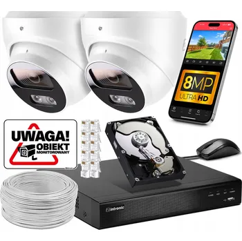 IP kamera Sada MONITORING 2 kamery POE 4K Ultra HD 8Mpx Kopulovité s DETEKCÍ