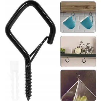 Vrták KOVÁNÍ HÁČEK OCELOVÝ ČERNÝ S PŘEZKOU ŠROUBOVACÍ 7cm + HMOŽDINKA | LOFT