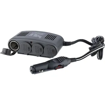 Rozčtyřka 12V (3x12V + 1x zapalovač), kabel 1m, pojistka 10A, 58606