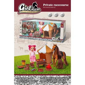 Hračka Hrací set koník + panenka + doplňky