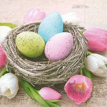 Velikonoční dekorace Ubrousky 25 x 25 cm, 3 vrstvy, Velikonoční vajíčka