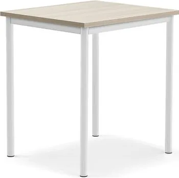 Jídelní stůl Stůl BORÅS PLUS, 700x600x760 mm, bílé nohy, HPL deska, jasan