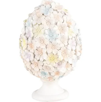 Bytová dekorace Pastelová dekorace vajíčko z květů na podstavci - Ø 12*19 cm