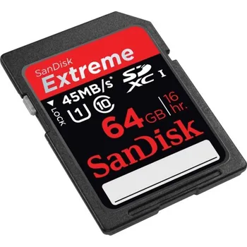 Paměťová karta Paměťová karta 64GB SANDISK EXTREME SD XC 45MB/s Class 10