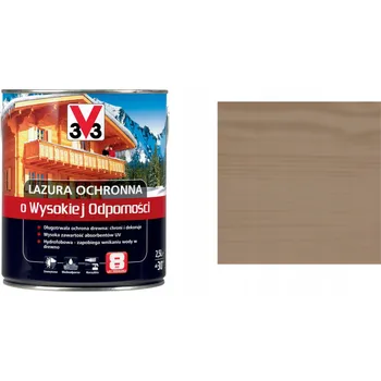 barva a nátěr na dřevo V33 Lazura s vysokou odolností 8 let, šedá, 2,5 l