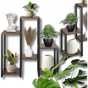 Stojan na květiny KOVOVÝ DRŽÁK NA KVĚTINÁČ STOJAN NA KVĚTINY ROSTLINY 6 POLIC STOJÍCÍ REGÁL LOFT