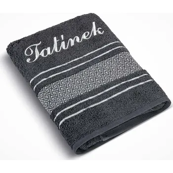 Ručník Froté ručník S VÝŠIVKOU TATÍNEK, tmavě šedý, 50x100cm