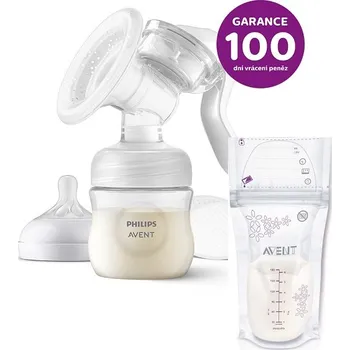 Odsávačka mléka AVENT manuální odsávačka matěřského mléka + sáčky na mateřské mléko 180ml 25ks