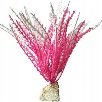 umělá květina UMĚLÁ RŮŽOVÁ ROSTLINA DO AKVÁRIA TRÁVA DEKORACE TERÁRIA 18 CM