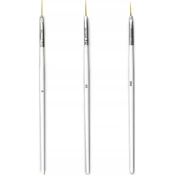 Kosmetický štětec Sada štětců na zdobení nehtů - bílé štětce, sada 3 ks