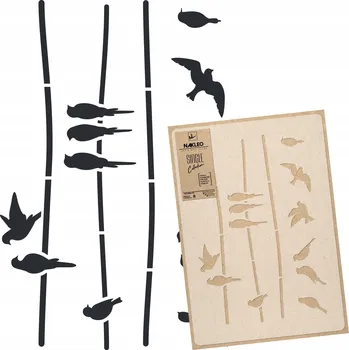 Šablona Malířská OPAKOVANĚ POUŽITELNÁ L 59x95cm Zvířecí vzor Ptáci PTAČÍ NA LANKÁCH