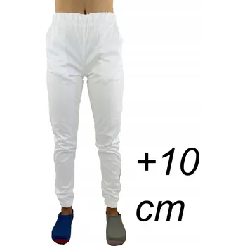 Zdravotnický oděv Elastické zdravotnické kalhoty DuduMed Bílé Prodloužené XL