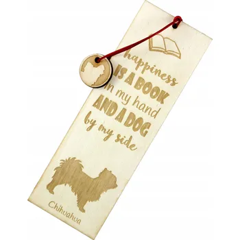 Doplněk ke knize Čivava dlouhosrstá gravírovaná záložka do knihy se psem, jméno psa