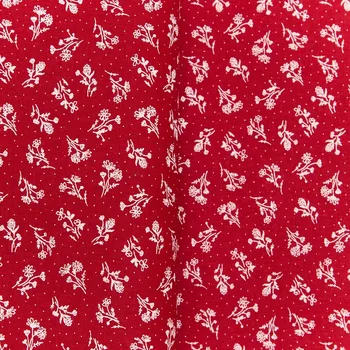 Tegatex Folklorní látka metráž - červenotisk bílé kvítky