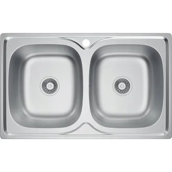 Granitový dřez Dvoukomorový dřez Melanstar ocel stříbrný