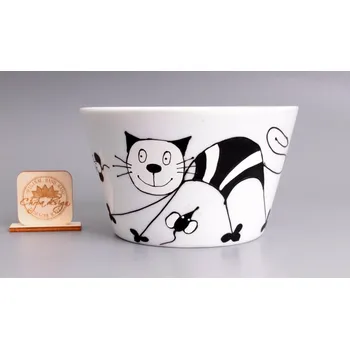 Porcelánová miska - černobílá kočka