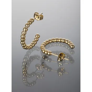 Náušnice Prosperk Kruhové náušnice z oceli zlaté barvy s kuličkami S2185